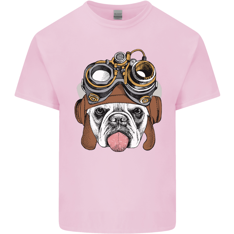Steampunk Bulldog Mens Cotton T-Shirt Tee Top Light Pink