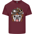 Steampunk Bulldog Mens Cotton T-Shirt Tee Top Maroon