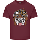 Steampunk Bulldog Mens Cotton T-Shirt Tee Top Maroon