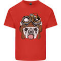 Steampunk Bulldog Mens Cotton T-Shirt Tee Top Red
