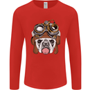 Steampunk Bulldog Mens Long Sleeve T-Shirt Red