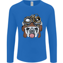 Steampunk Bulldog Mens Long Sleeve T-Shirt Royal Blue