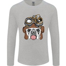 Steampunk Bulldog Mens Long Sleeve T-Shirt Sports Grey