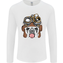 Steampunk Bulldog Mens Long Sleeve T-Shirt White