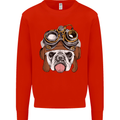 Steampunk Bulldog Mens Sweatshirt Jumper Bright Red