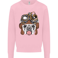 Steampunk Bulldog Mens Sweatshirt Jumper Light Pink