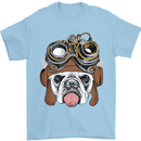 Steampunk Bulldog Mens T-Shirt Cotton Gildan Light Blue