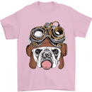 Steampunk Bulldog Mens T-Shirt Cotton Gildan Light Pink