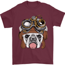 Steampunk Bulldog Mens T-Shirt Cotton Gildan Maroon