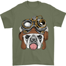 Steampunk Bulldog Mens T-Shirt Cotton Gildan Military Green