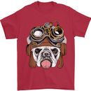 Steampunk Bulldog Mens T-Shirt Cotton Gildan Red