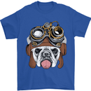 Steampunk Bulldog Mens T-Shirt Cotton Gildan Royal Blue