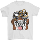 Steampunk Bulldog Mens T-Shirt Cotton Gildan White