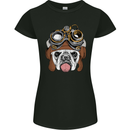 Steampunk Bulldog Womens Petite Cut T-Shirt Black