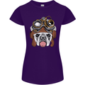 Steampunk Bulldog Womens Petite Cut T-Shirt Purple