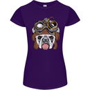 Steampunk Bulldog Womens Petite Cut T-Shirt Purple