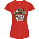 Steampunk Bulldog Womens Petite Cut T-Shirt Red