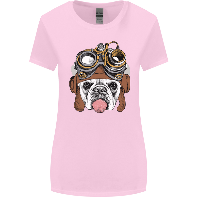 Steampunk Bulldog Womens Wider Cut T-Shirt Light Pink