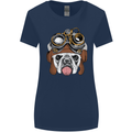 Steampunk Bulldog Womens Wider Cut T-Shirt Navy Blue