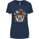 Steampunk Bulldog Womens Wider Cut T-Shirt Navy Blue