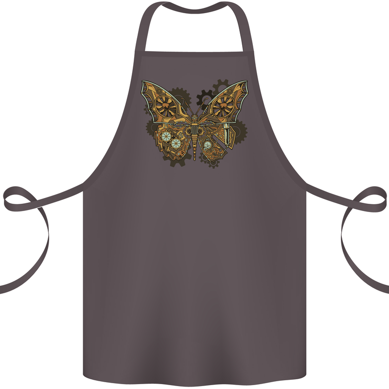 Steampunk Butterfly Butterflies Cotton Apron 100% Organic Dark Grey