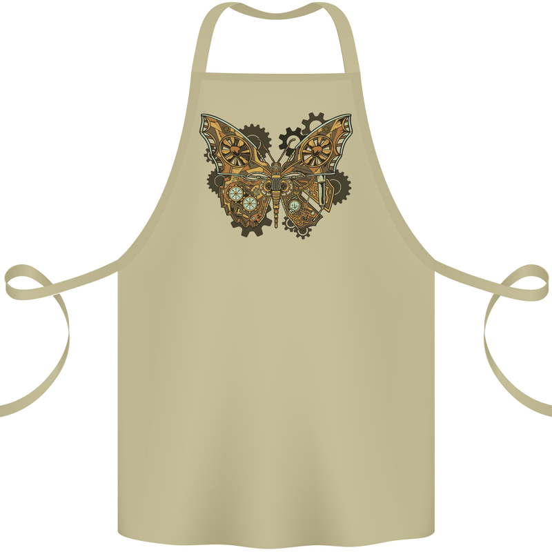 Steampunk Butterfly Butterflies Cotton Apron 100% Organic Khaki