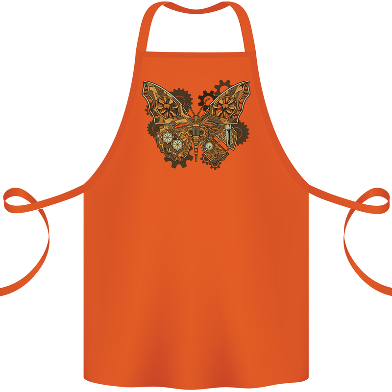 Steampunk Butterfly Butterflies Cotton Apron 100% Organic Orange