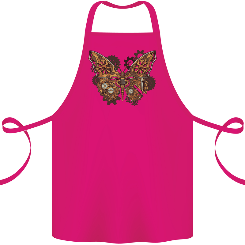 Steampunk Butterfly Butterflies Cotton Apron 100% Organic Pink