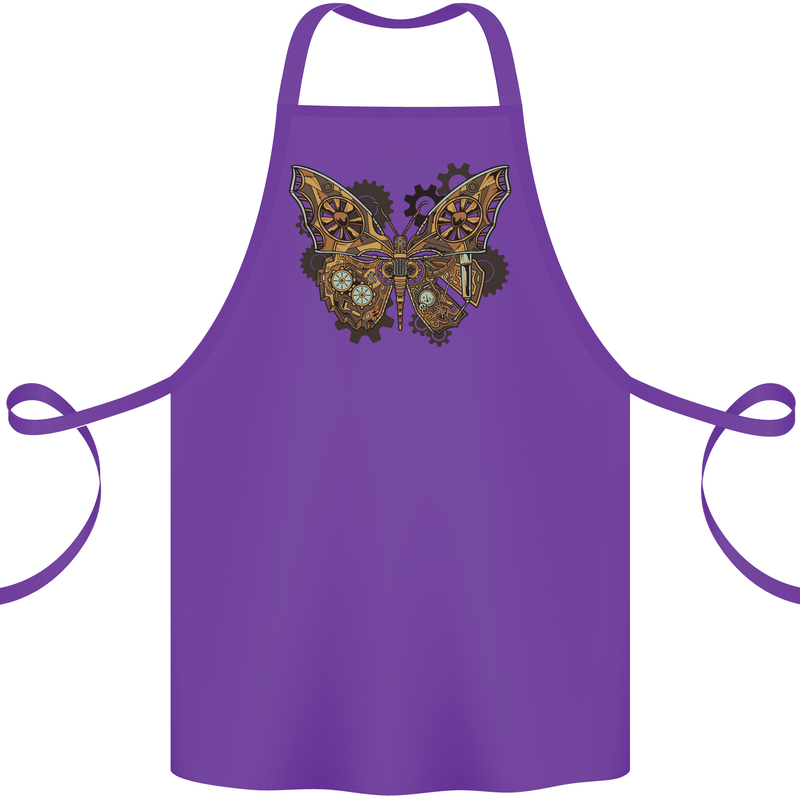 Steampunk Butterfly Butterflies Cotton Apron 100% Organic Purple