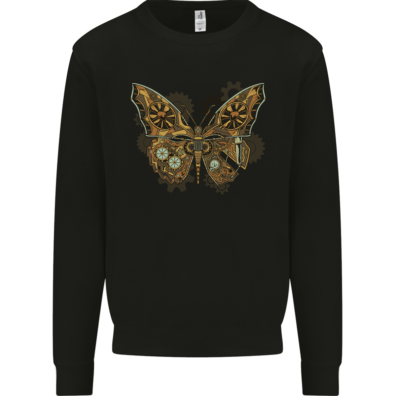 Steampunk Butterfly Butterflies Kids Sweatshirt Jumper Black