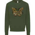 Steampunk Butterfly Butterflies Kids Sweatshirt Jumper Forest Green