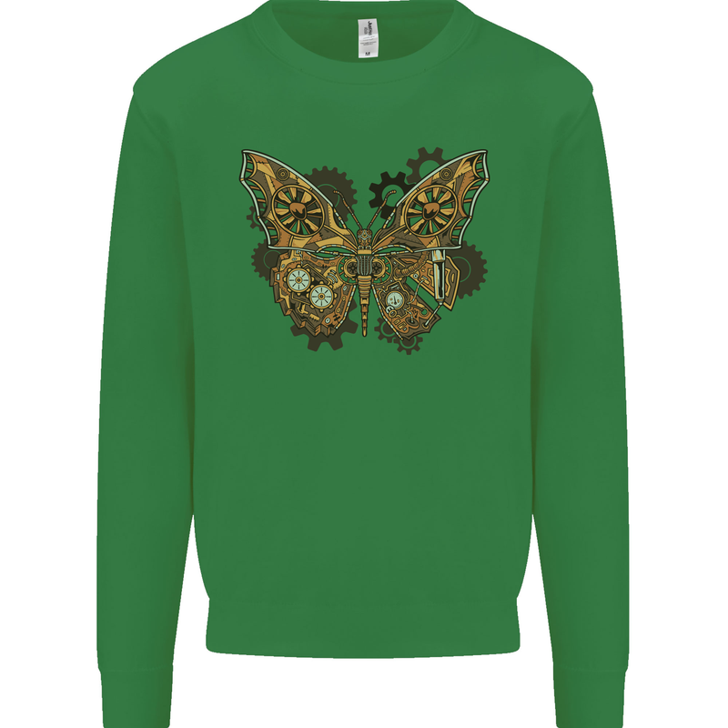 Steampunk Butterfly Butterflies Kids Sweatshirt Jumper Irish Green