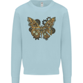 Steampunk Butterfly Butterflies Kids Sweatshirt Jumper Light Blue
