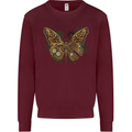 Steampunk Butterfly Butterflies Kids Sweatshirt Jumper Maroon