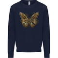Steampunk Butterfly Butterflies Kids Sweatshirt Jumper Navy Blue