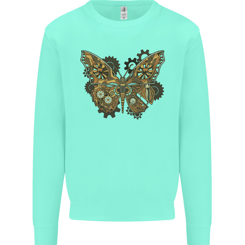 Steampunk Butterfly Butterflies Kids Sweatshirt Jumper Peppermint