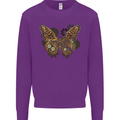 Steampunk Butterfly Butterflies Kids Sweatshirt Jumper Purple