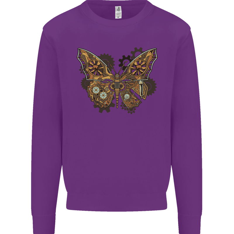 Steampunk Butterfly Butterflies Kids Sweatshirt Jumper Purple