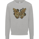 Steampunk Butterfly Butterflies Kids Sweatshirt Jumper Sports Grey