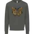 Steampunk Butterfly Butterflies Kids Sweatshirt Jumper Storm Grey