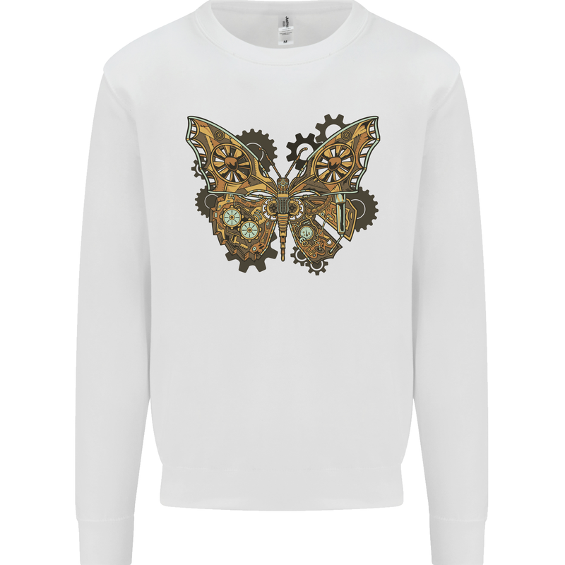 Steampunk Butterfly Butterflies Kids Sweatshirt Jumper White