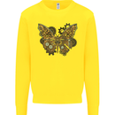 Steampunk Butterfly Butterflies Kids Sweatshirt Jumper Yellow
