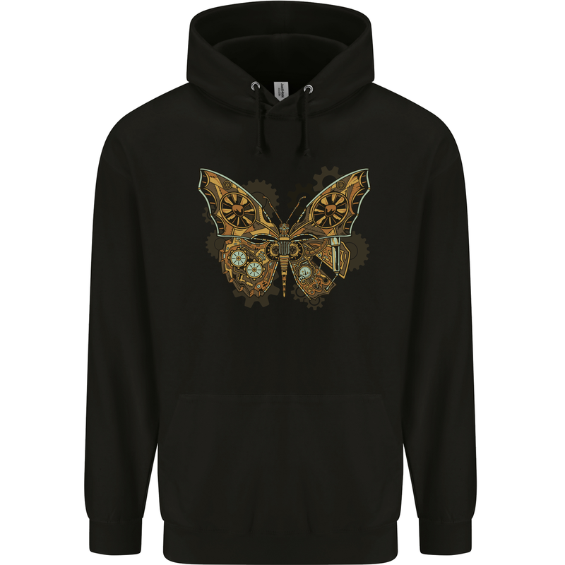 Steampunk Butterfly Butterflies Mens 80% Cotton Hoodie Black