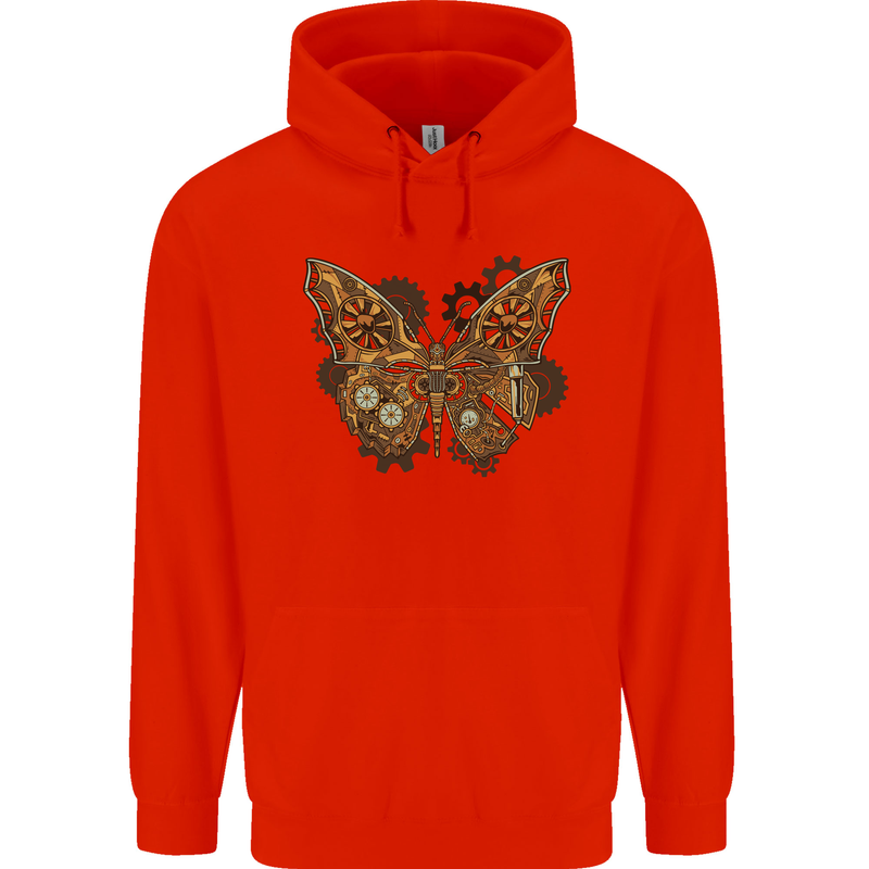 Steampunk Butterfly Butterflies Mens 80% Cotton Hoodie Bright Red
