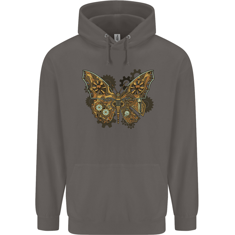 Steampunk Butterfly Butterflies Mens 80% Cotton Hoodie Charcoal