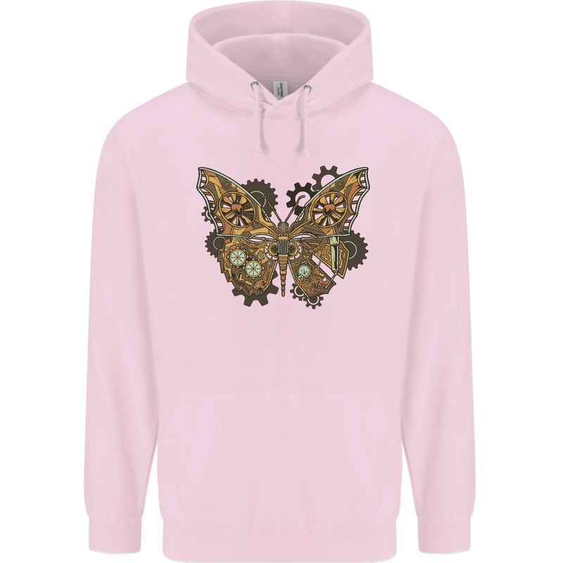 Steampunk Butterfly Butterflies Mens 80% Cotton Hoodie Light Pink