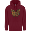 Steampunk Butterfly Butterflies Mens 80% Cotton Hoodie Maroon