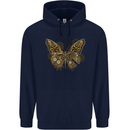 Steampunk Butterfly Butterflies Mens 80% Cotton Hoodie Navy Blue