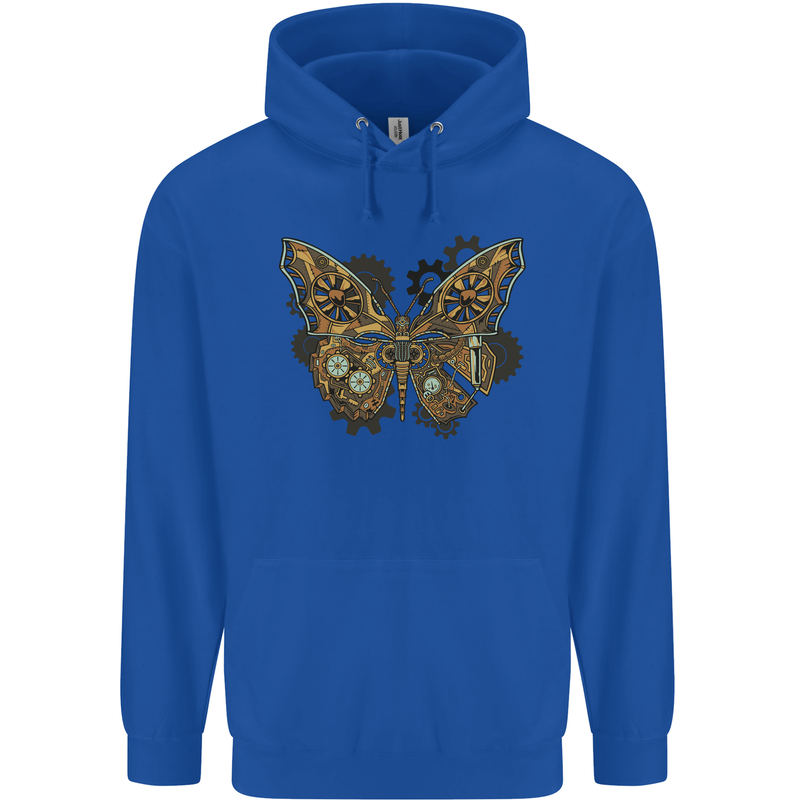 Steampunk Butterfly Butterflies Mens 80% Cotton Hoodie Royal Blue
