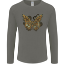 Steampunk Butterfly Butterflies Mens Long Sleeve T-Shirt Charcoal